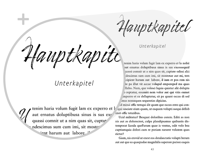 Beispiel Detail Schrift Design Liebesroman Variante individuell