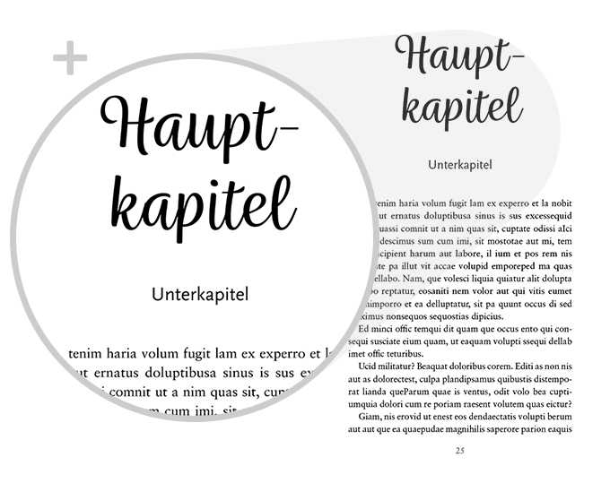 Beispiel Detail Schrift Design Liebesroman Variante modern